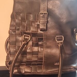 Black distressed leather tote bag Bed Stu